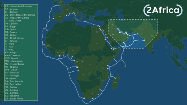2Africa devient le plus long système de câbles sous-marins au monde