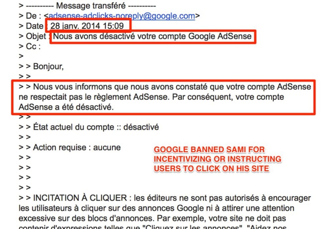 Google refuse de payer 46.000 dollars de revenus Adsense à un jeune entrepreneur marocain Google refuse de payer 46.000 dollars de revenus Adsense à un jeune entrepreneur marocain