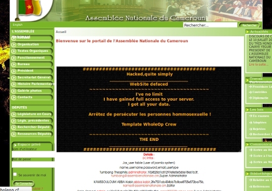 Cameroun: Le site Internet de l'Assemblée nationale du Cameroun piraté par des hackers