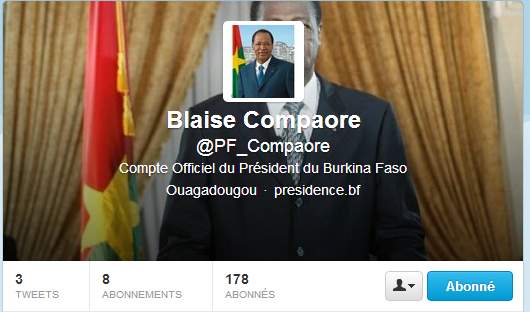 Burkina Faso: Le président de la république Blaise Compaoré sur Twitter